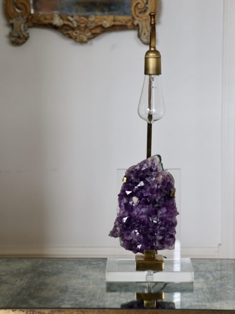 Amethyst Geode Table Lamp, in the Style of Willy Daro
