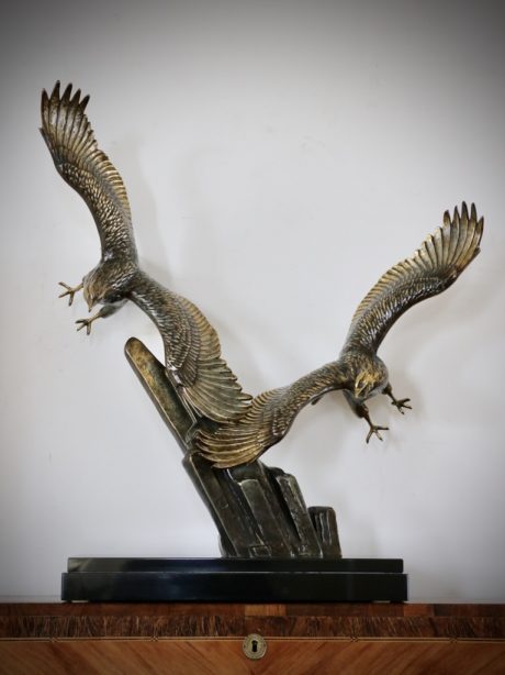 Sculpture of Eagles in Flight by Irenee Rochard