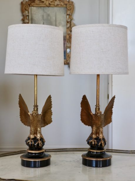 A pair of Eagle accent table lamps by Deknudt (Belgium)