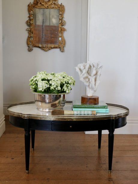 Louis XVI style Bouillote ebonised coffee table