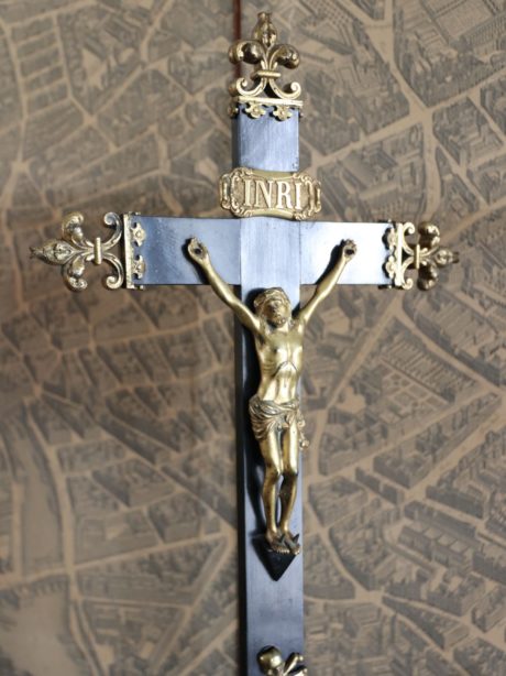 19th century marble and bronze altar crucifix