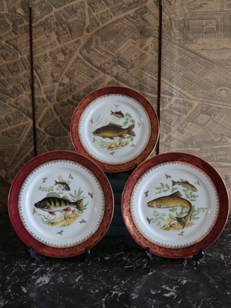 Chadelaud Limoges porcelain fish dinner plates