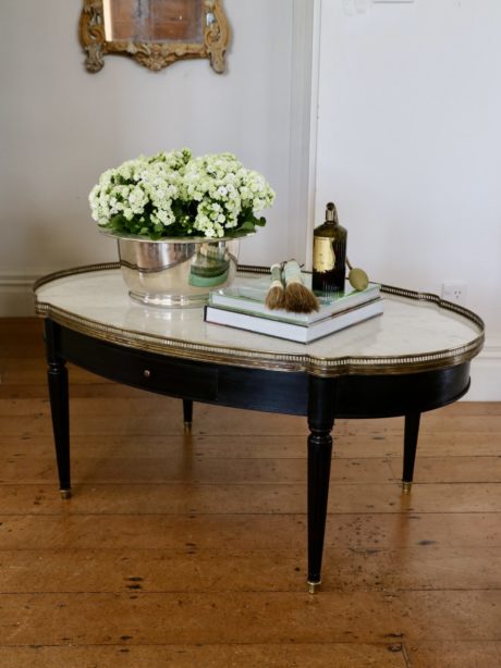 Louis XVI style Bouillote ebonised coffee table