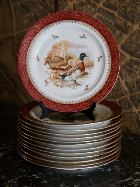 Chadelaud Limoges porcelain bird dinner plates