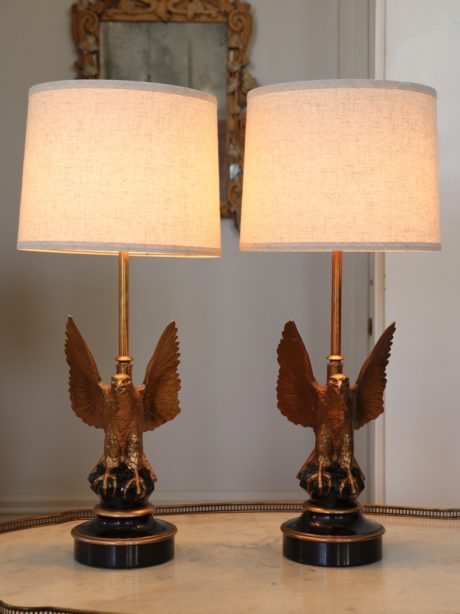 A pair of Eagle accent table lamps by Deknudt (Belgium)