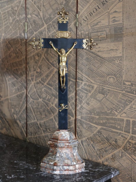 19th century marble and bronze altar crucifix