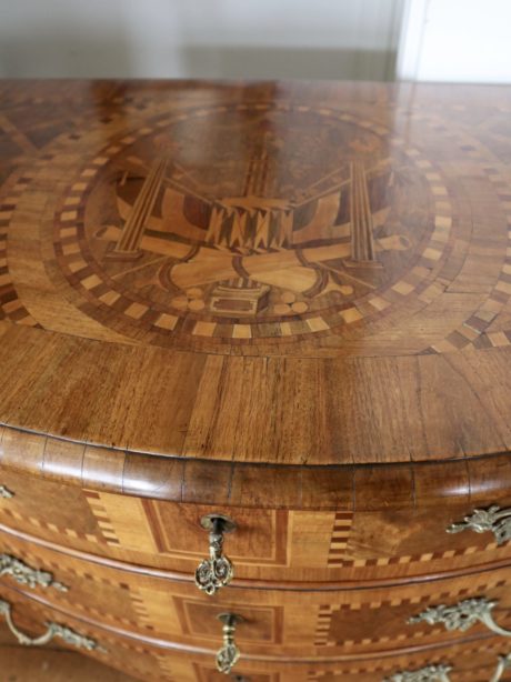 Late 18th century marquetry fruitwood commode