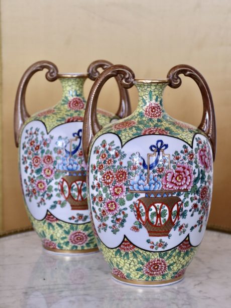 Limoges Porcelain Amphora-shaped vases c.1920