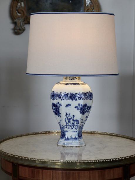18th century Delft earthenware vase lamp