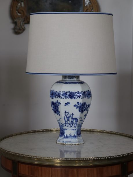 18th century Delft earthenware vase lamp