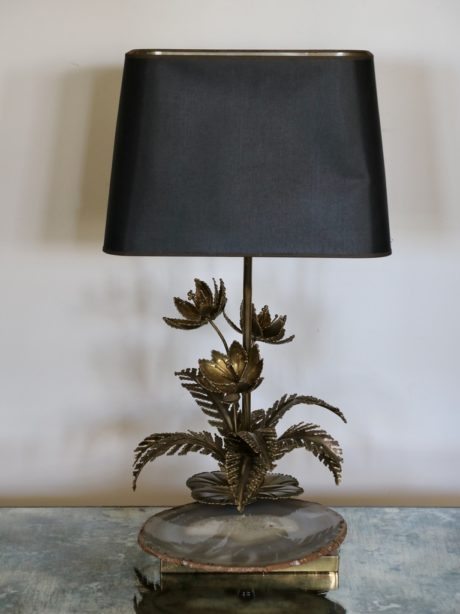Water Lily Agate Table Lamp by Henri Fernandez