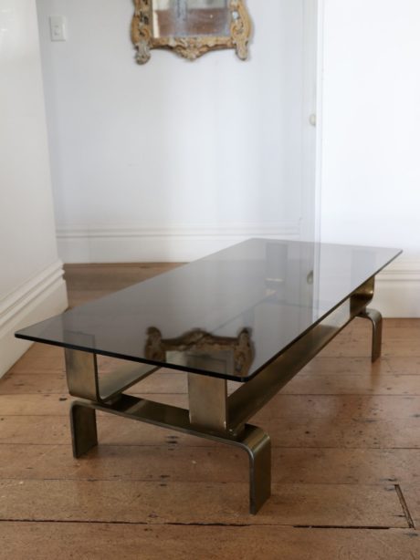 Mid-Century Modern Brass & Glass Coffee Table