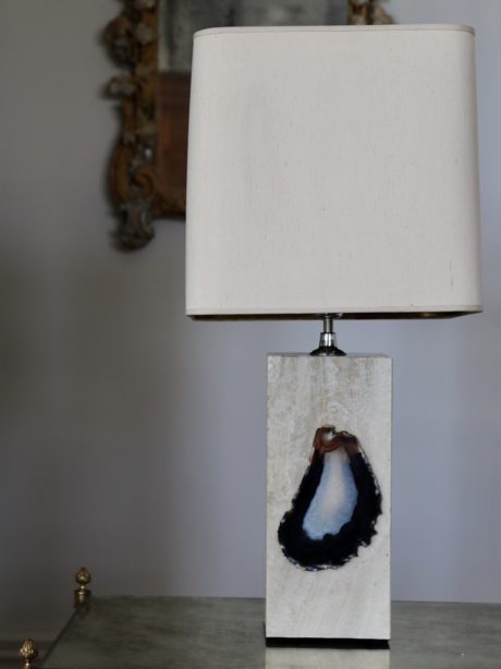 Mid-century Marble and agate table lamp