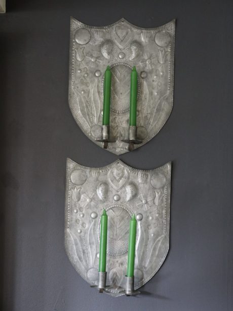 Antique Pair of Swedish Zinc Wall Sconces