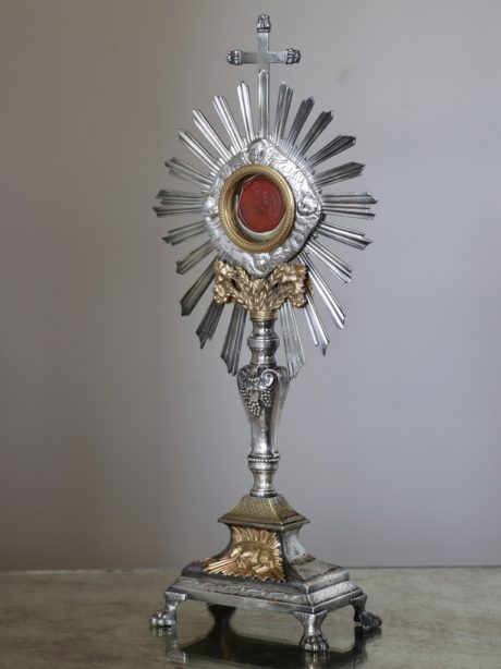 Antique French vermeil and silver plated monstrance