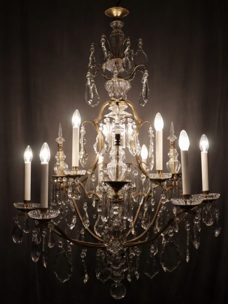 Early 20th Century Eight Branch Crystal Chandelier