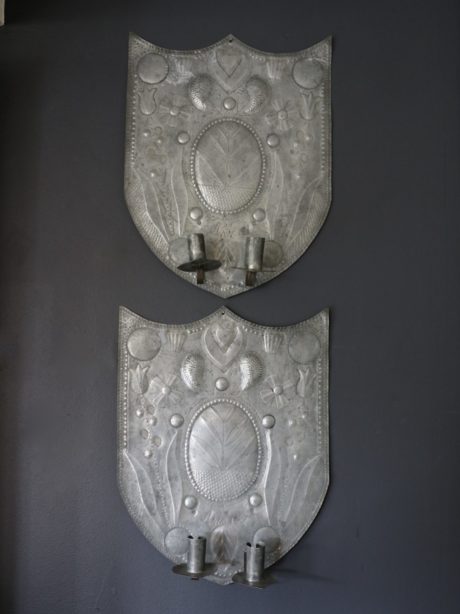 Antique Pair of Swedish Zinc Wall Sconces
