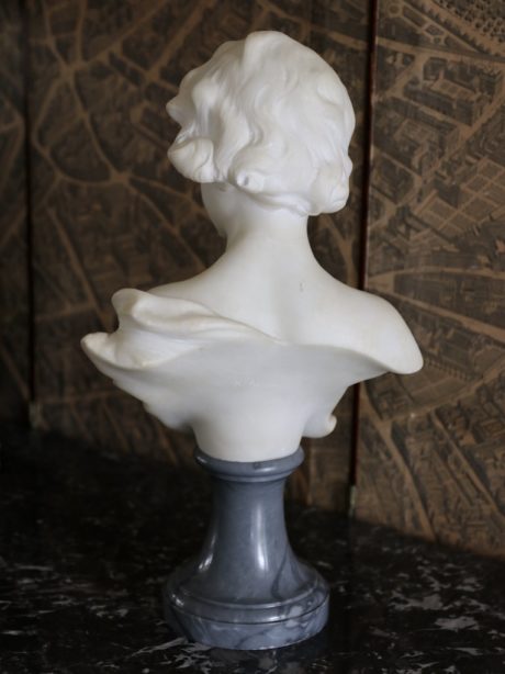 Alabaster and marble bust of a child by Aurili
