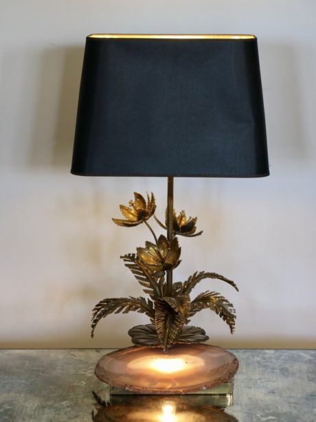 Water Lily Agate Table Lamp by Henri Fernandez