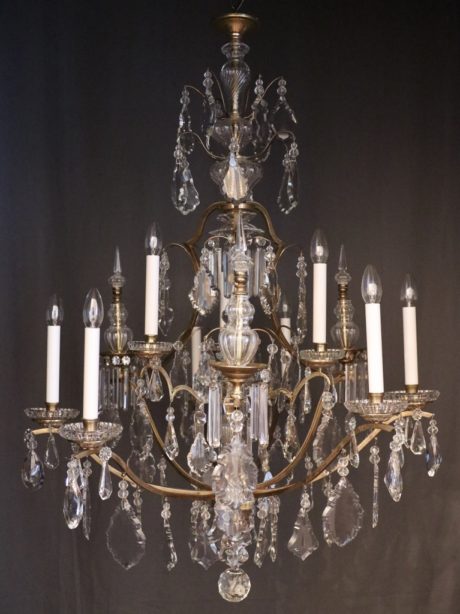Early 20th Century Eight Branch Crystal Chandelier