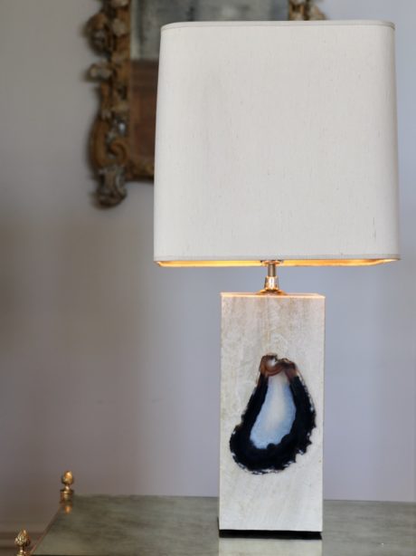 Mid-century Marble and agate table lamp