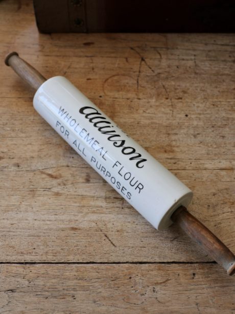 Antique ironstone rolling pin advertising memorabilia