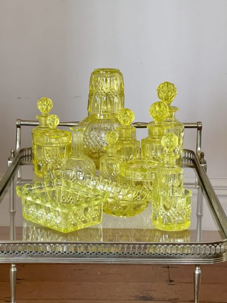 Val St Lambert fourteen piece semi crystal vanity set
