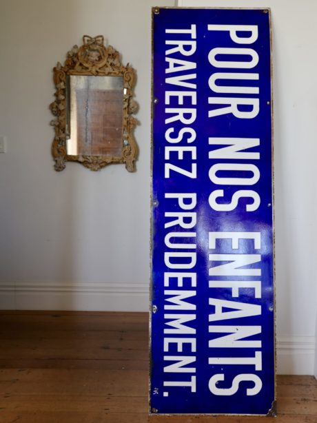 Mid-century French enamelled crossing sign