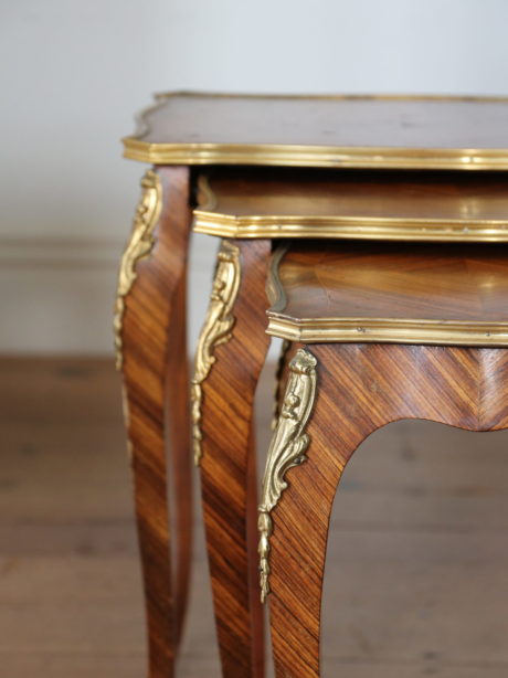 Antique Nest of Kingwood and ormolu side tables