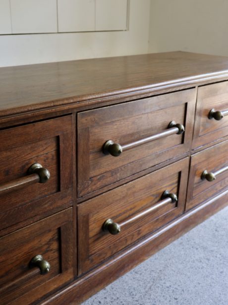 Antique English oak haberdashery drawers