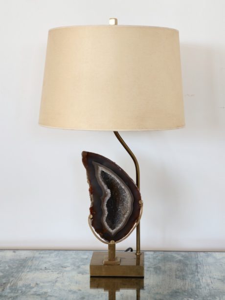Mid century Belgian Brass and Geode Table Lamp