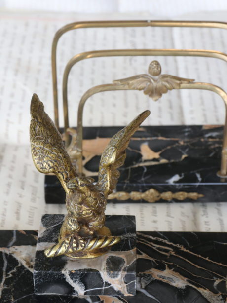 Antique French marble and bronze desk set