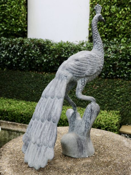 Early 20th century zinc peacock sculpture