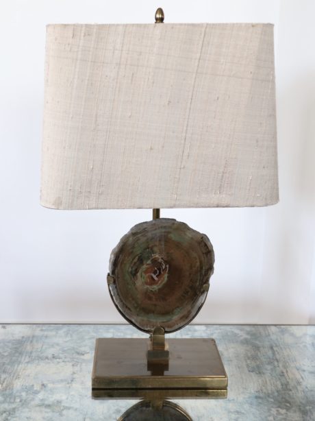 1970's Brass and agate lamp by Willy Daro