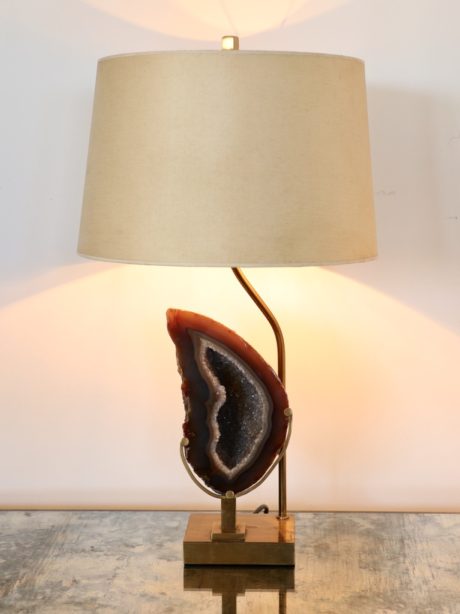 Mid century Belgian Brass and Geode Table Lamp
