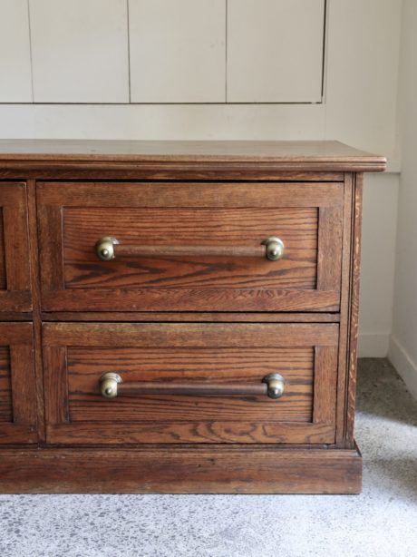 Antique English oak haberdashery drawers