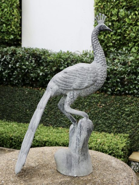 Early 20th century zinc peacock sculpture