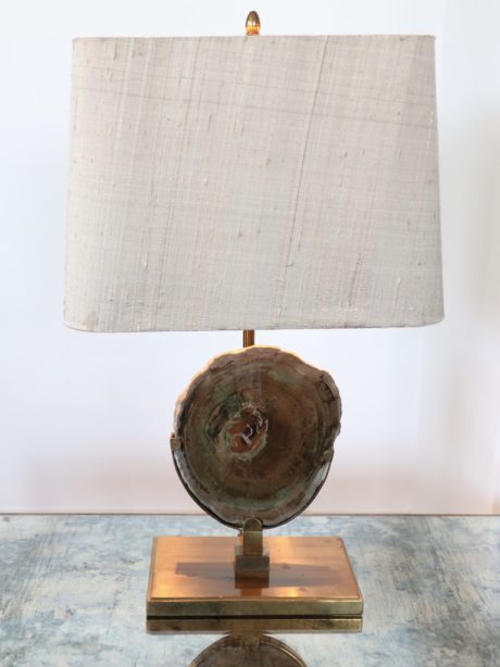 1970's Brass and agate lamp by Willy Daro