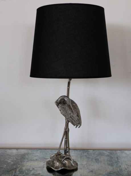 Spanish silver plated Heron table lamp