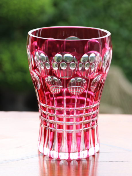 Val St Lambert cranberry cut to clear art deco vase