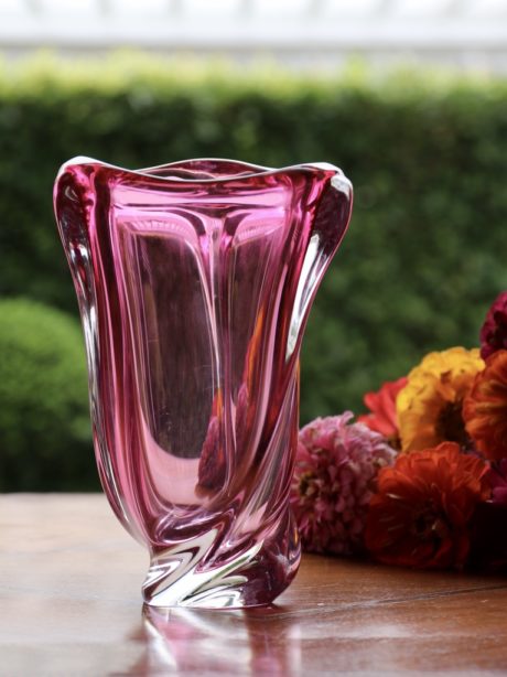 Val St Lambert cranberry crystal 'Mulette' vase
