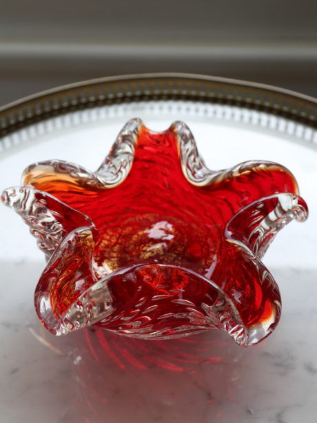 Murano controlled bubble glass dish