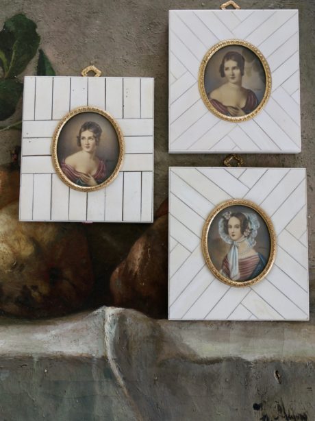 French 19th century ivory miniature portraits