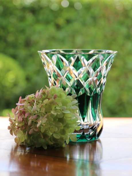 VSL emerald green cut to clear vase