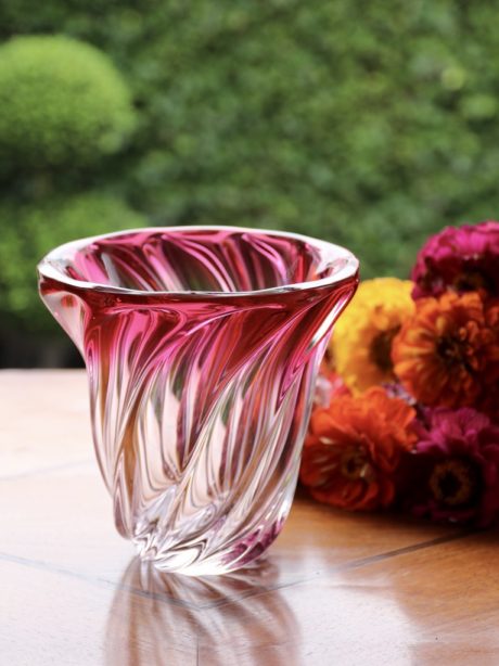 Val St Lambert cranberry crystal ‘Vatel’ vase