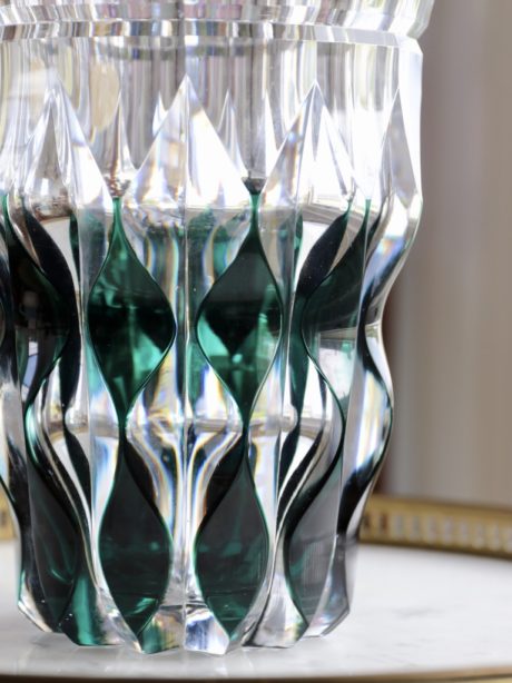 Val St Lambert 'Lupin' heavy cut crystal vase