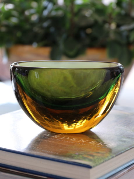 Murano Sommerso olive green and amber vessel