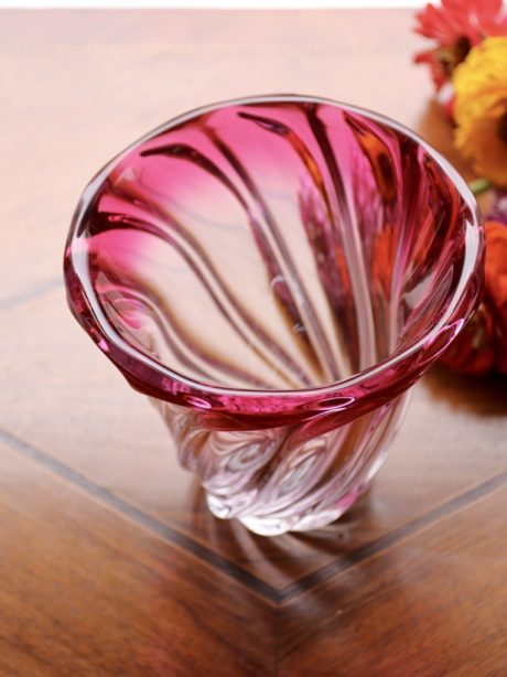 Val St Lambert cranberry crystal ‘Vatel’ vase