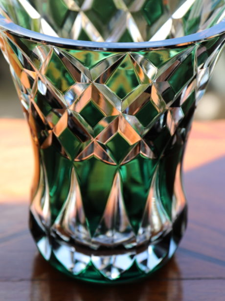 VSL emerald green cut to clear vase