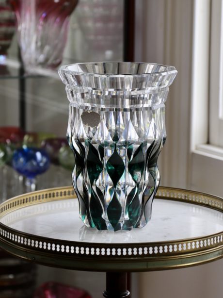 Val St Lambert 'Lupin' heavy cut crystal vase